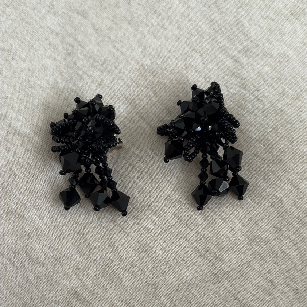 Vintage Arnstein & Lerner Black Crystal Cluster Drop Earrings